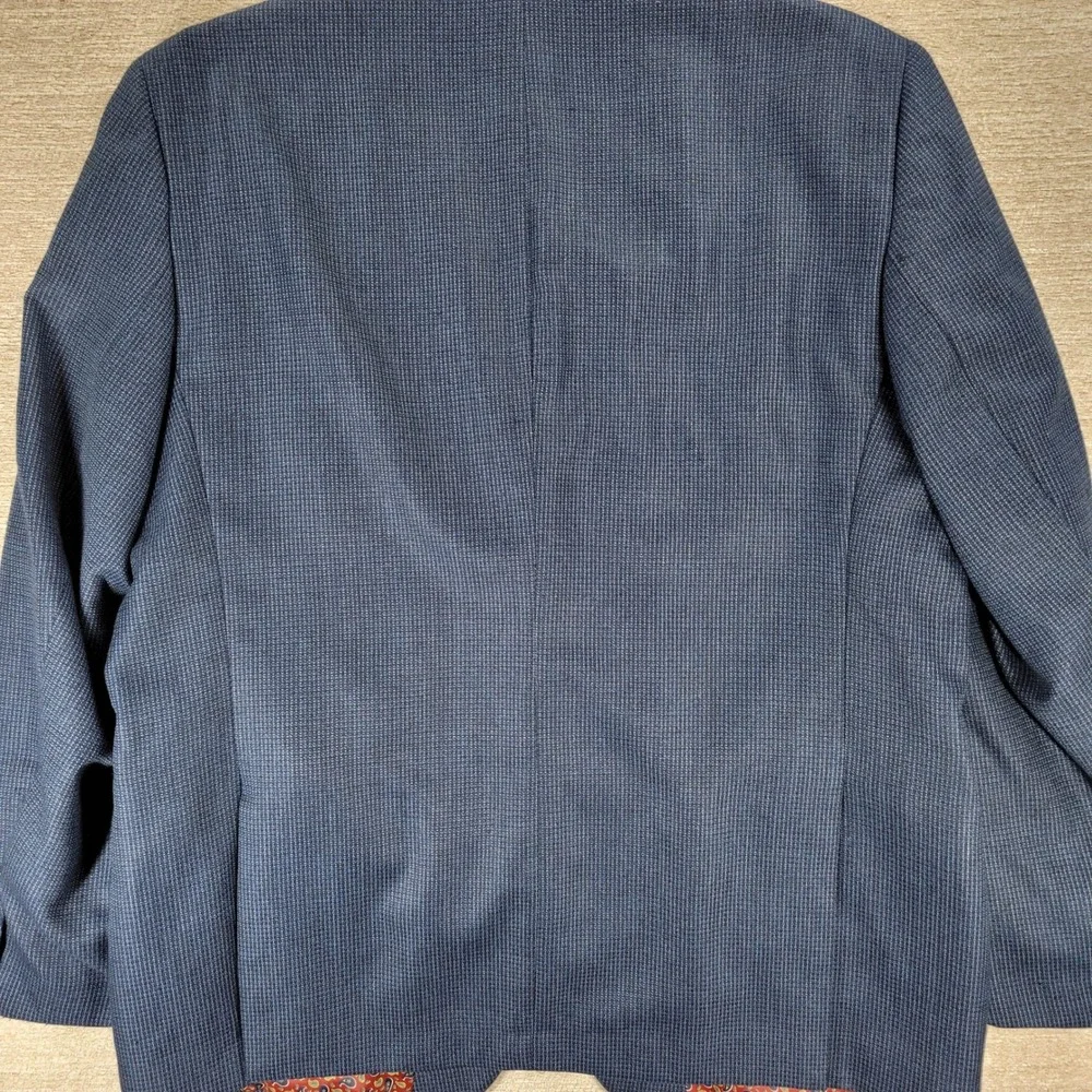 Alan Flusser Blazer Jacket XXL Mens Navy Micro Check Paisley Lined Sport Coat